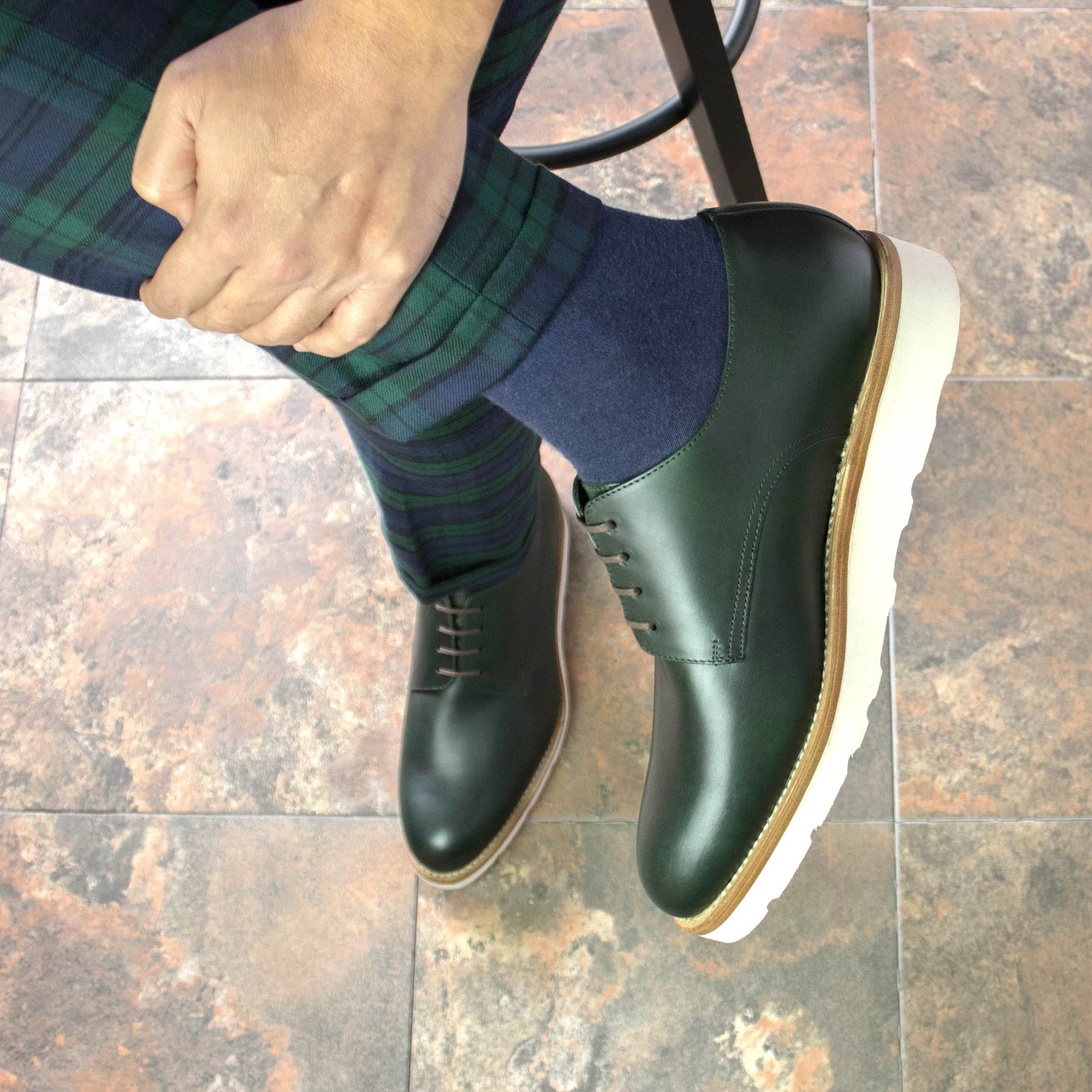 Forest Green Derby Chunky Shoes