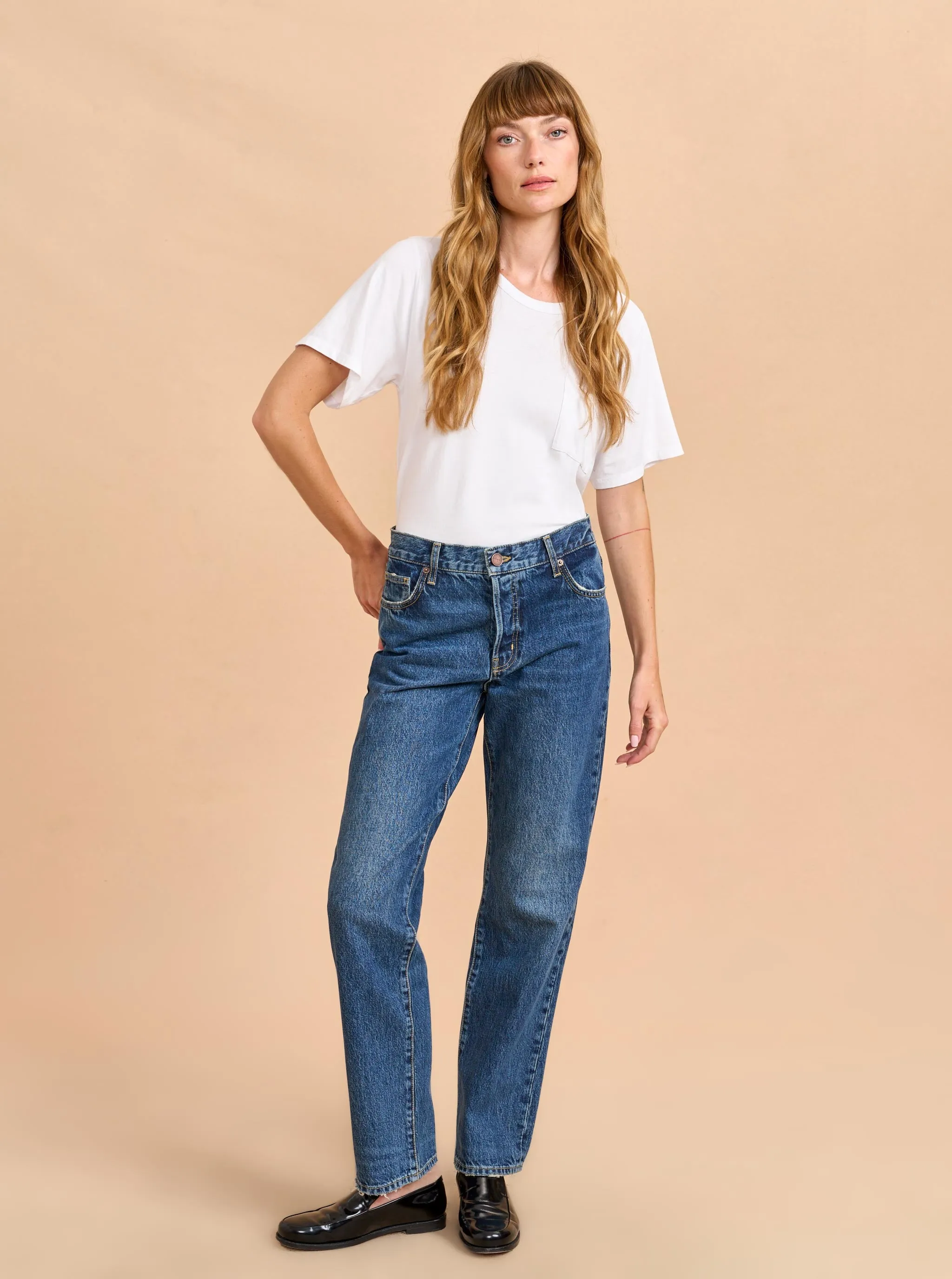 François Mid-Rise Boyfriend Straight Jean