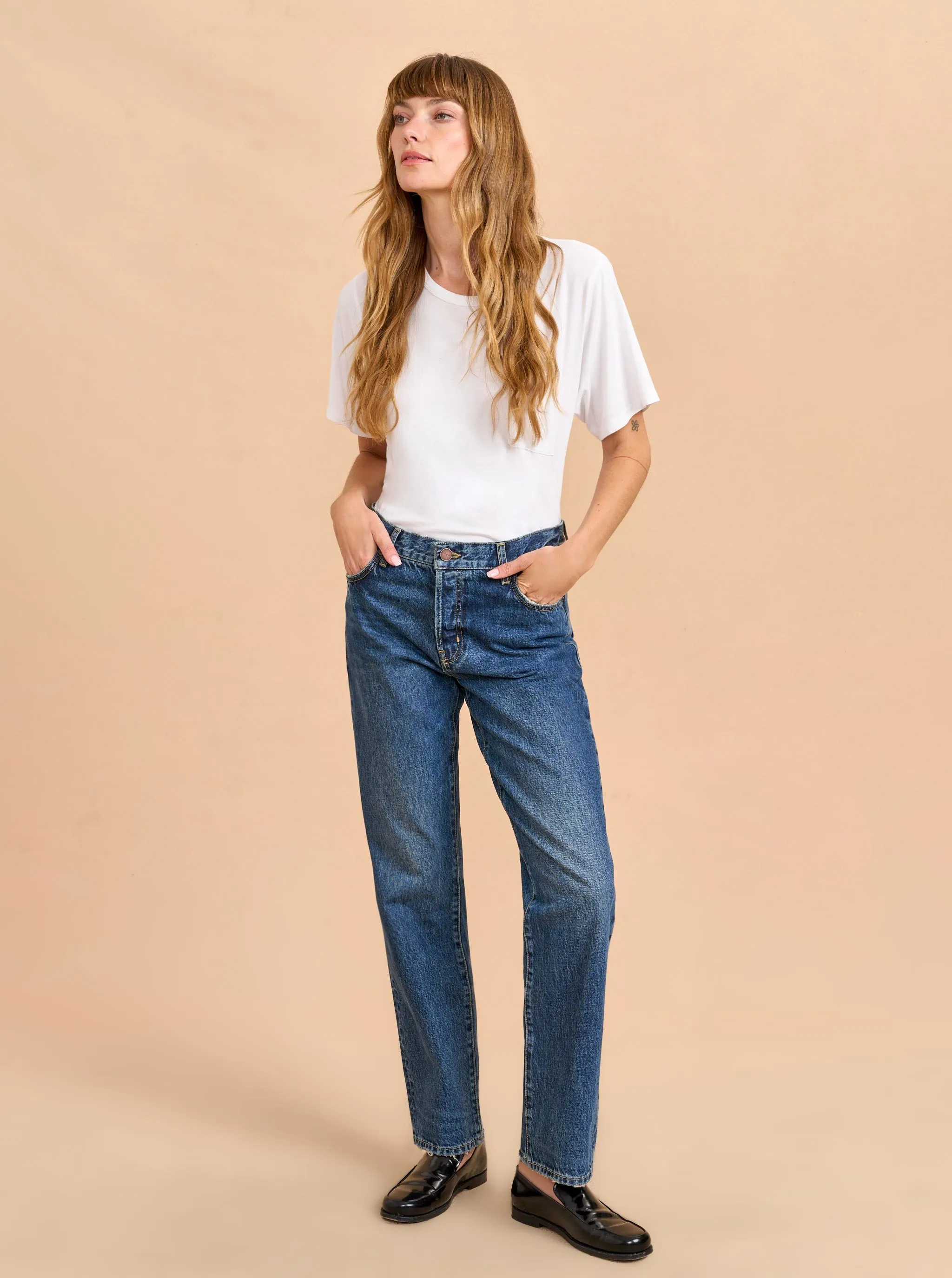 François Mid-Rise Boyfriend Straight Jean