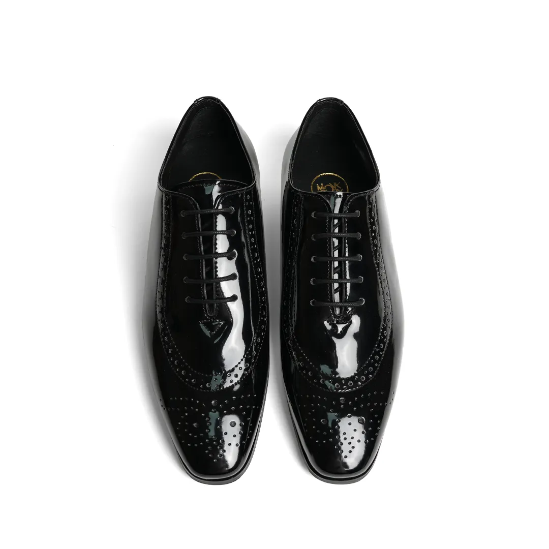 Glossy Classic Patent Oxford Lace-Ups - Black