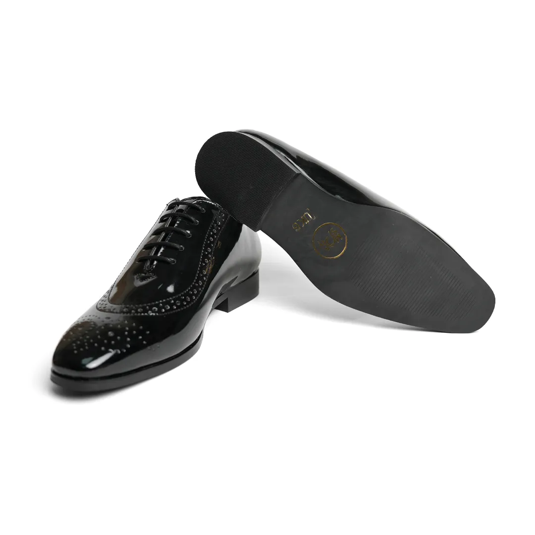 Glossy Classic Patent Oxford Lace-Ups - Black