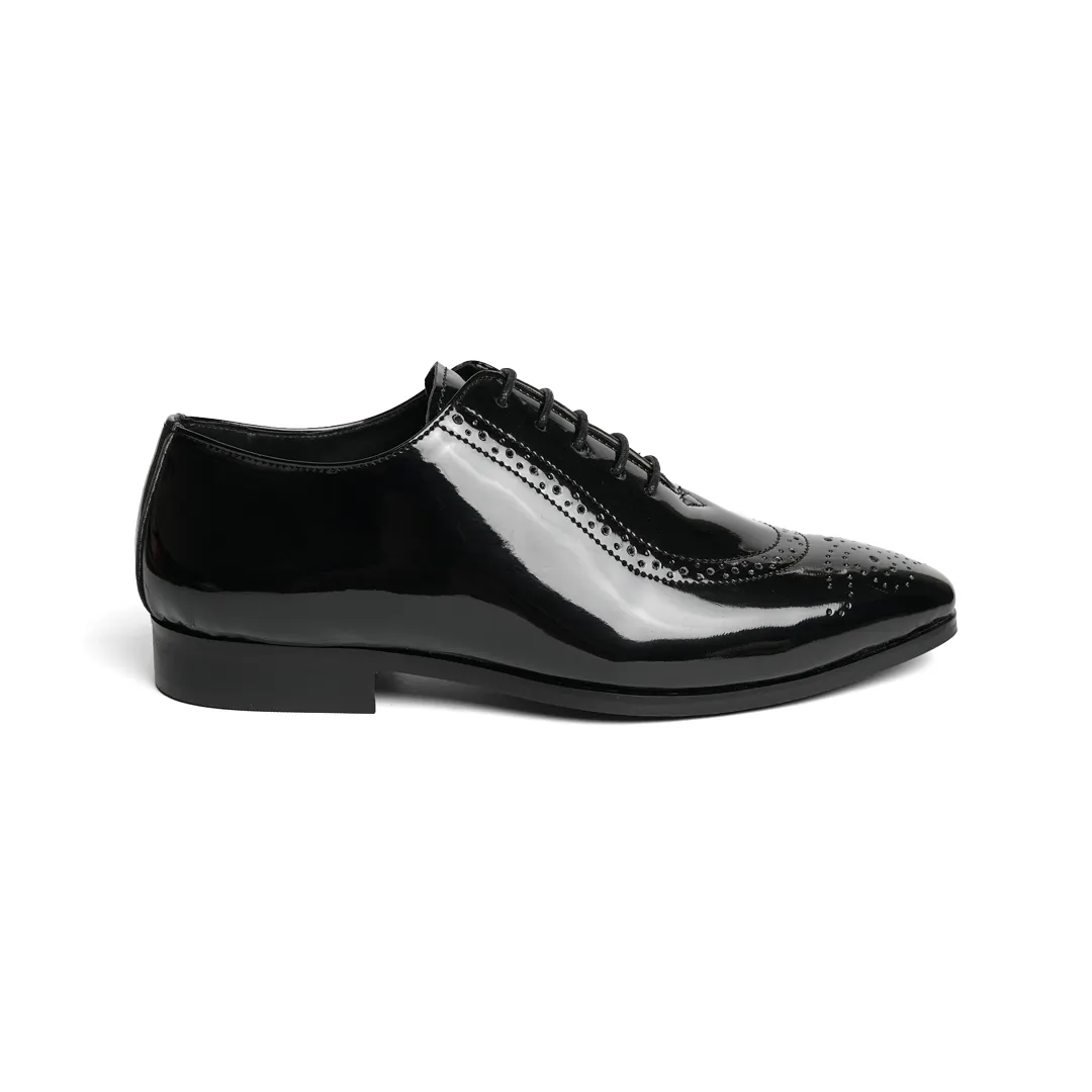 Glossy Classic Patent Oxford Lace-Ups - Black