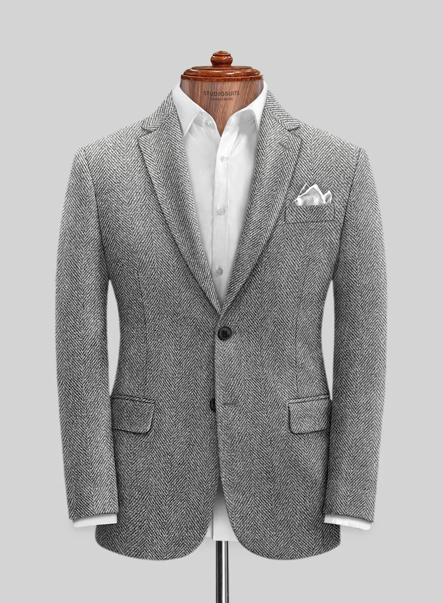 Harris Tweed Wide Herringbone Gray Suit