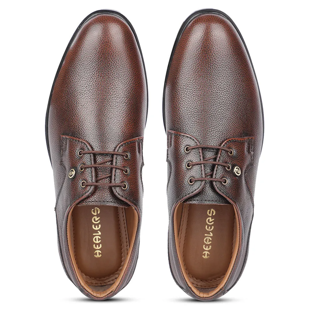 Healers Formal Brown Lacing Derby Shoes For Men S201-05 By Liberty