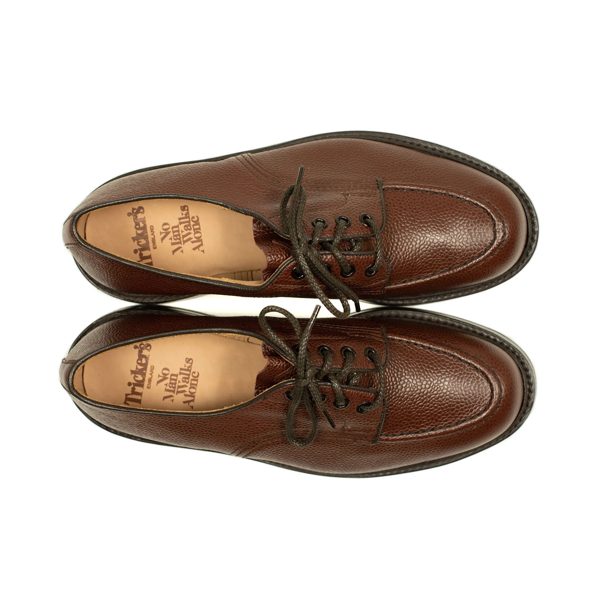 Heath moc toe derby in walnut brown Zug grain calf