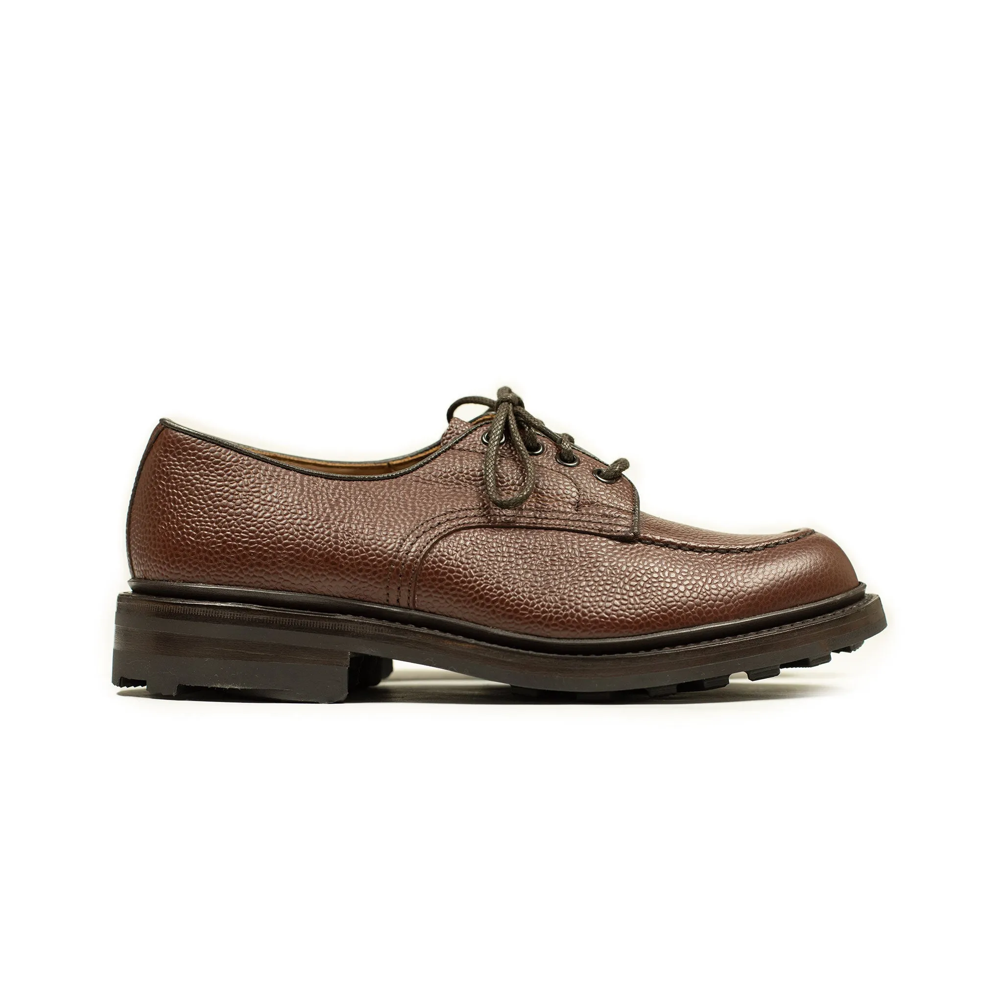 Heath moc toe derby in walnut brown Zug grain calf