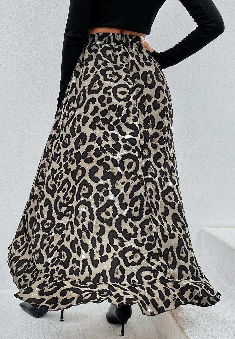 High Waist Printed Hi-Low Skirt