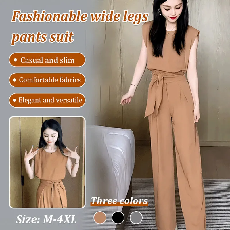 🎁Hot Sale 49% OFF⏳Fashion Sleeveless Wide-Legged Pants Set😍