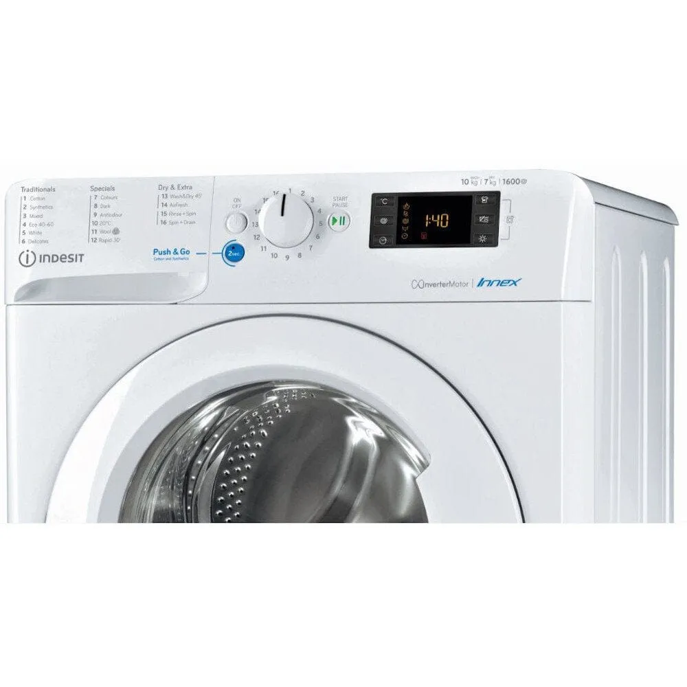 Indesit BDE1071682XWUKN 10kg Wash 7kg Dry 1600rpm Freestanding Washer Dryer - White