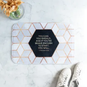 Inspiring Quote In Honeycomb Pattern Soft Feel Doormat