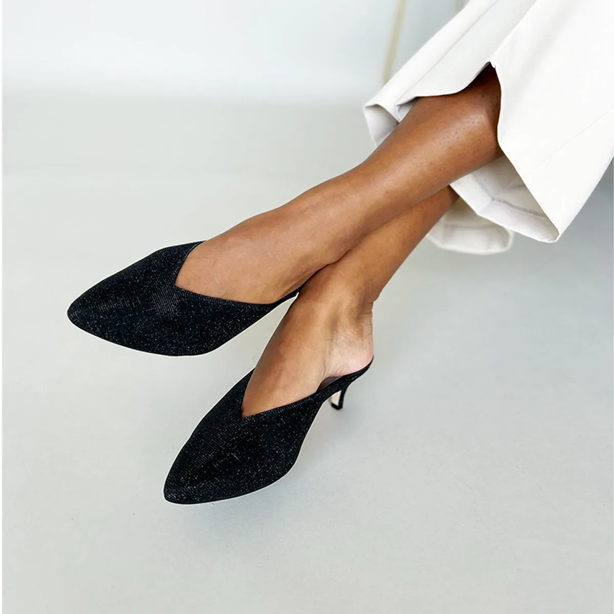 Jazz Extra-Wide Fit Mules - Black Shine