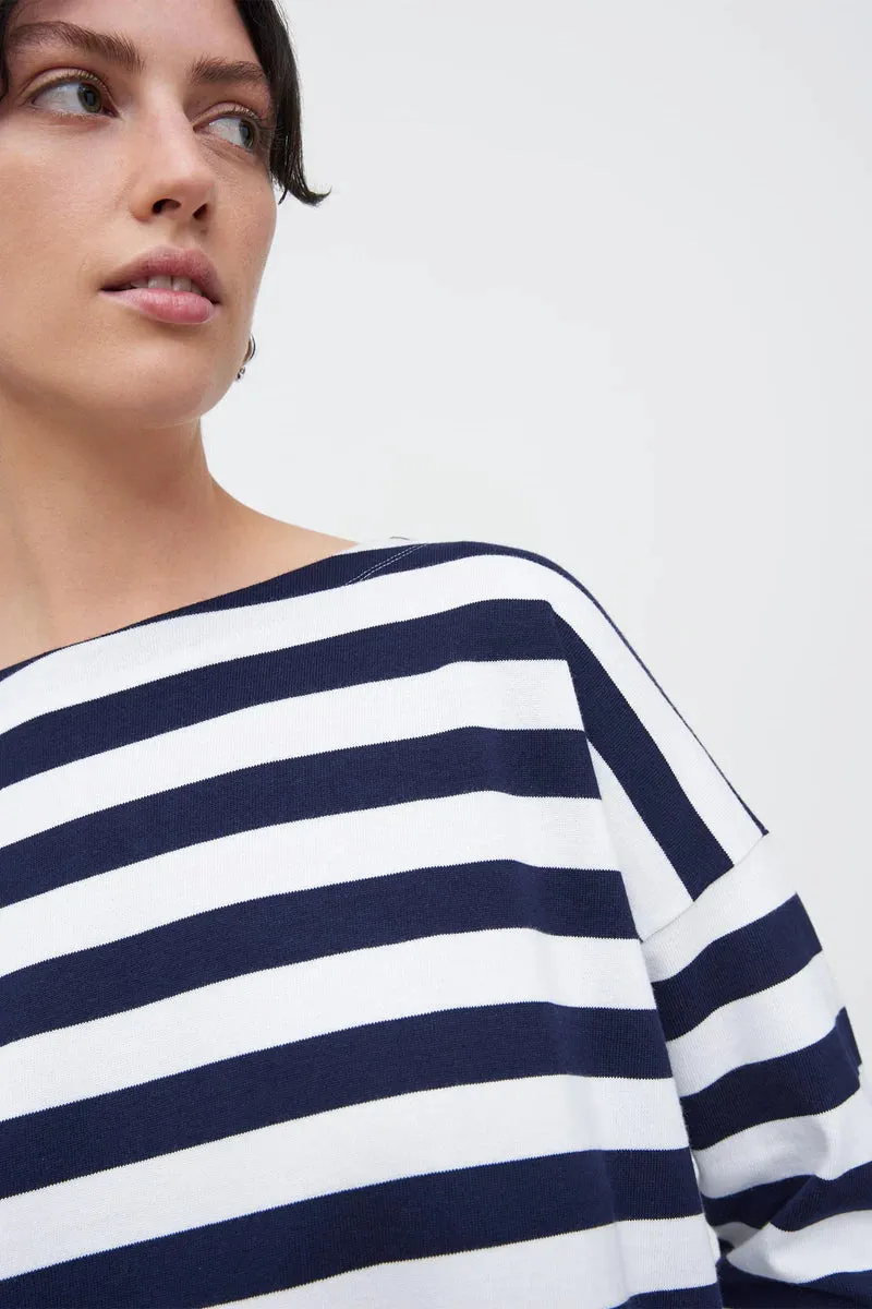 Kowtow Breton Sweater - Navy White Stripe