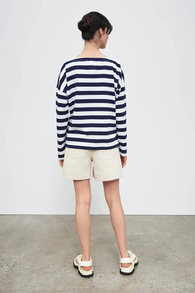 Kowtow Breton Sweater - Navy White Stripe