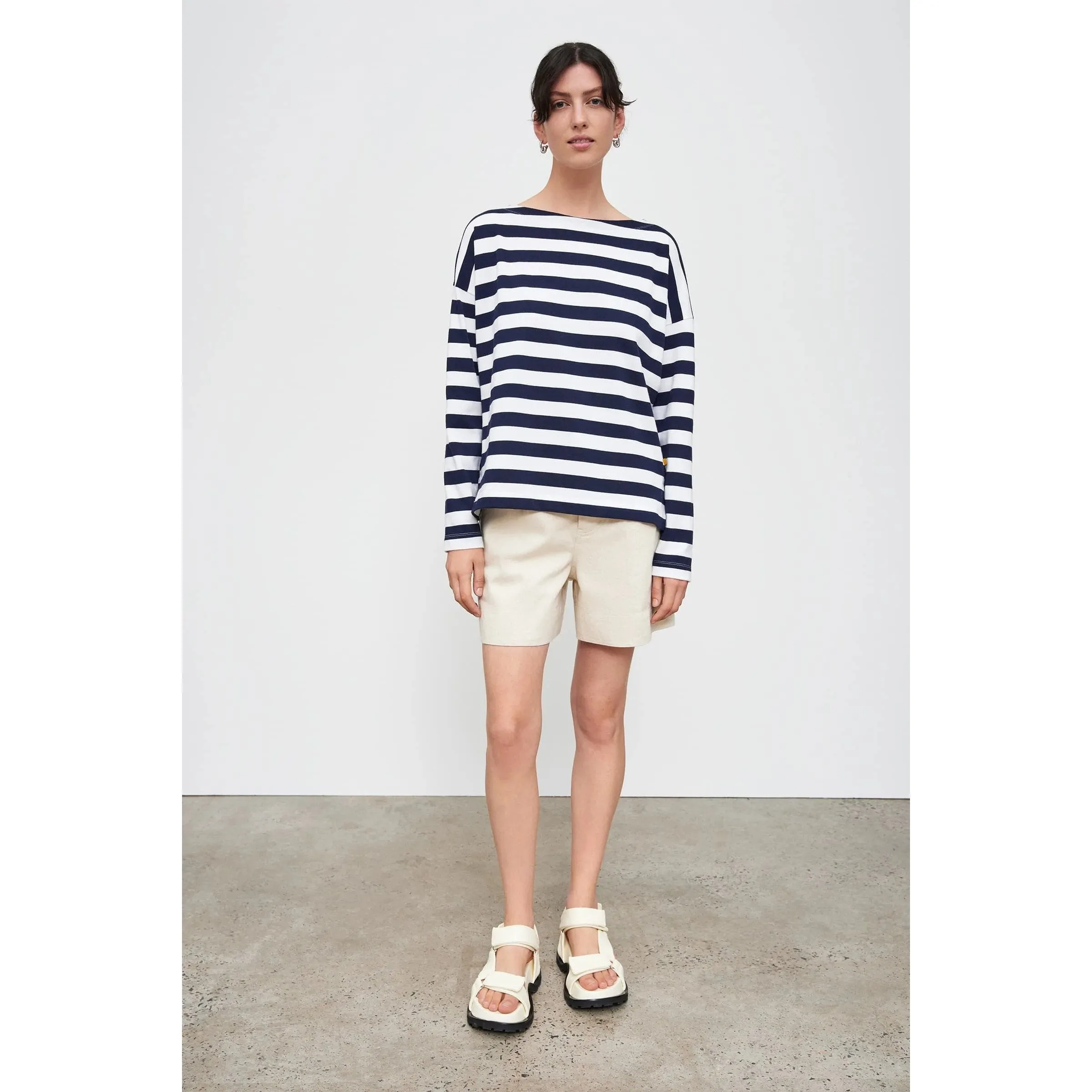 Kowtow Breton Sweater - Navy White Stripe