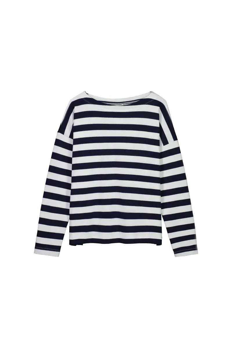 Kowtow Breton Sweater - Navy White Stripe