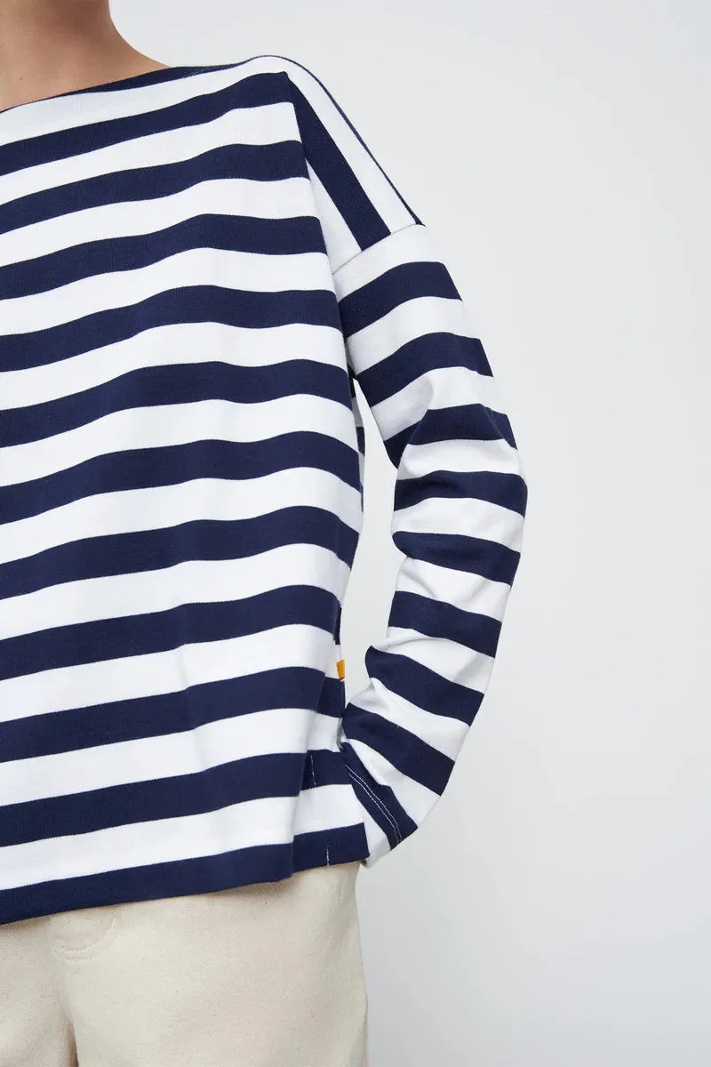 Kowtow Breton Sweater - Navy White Stripe