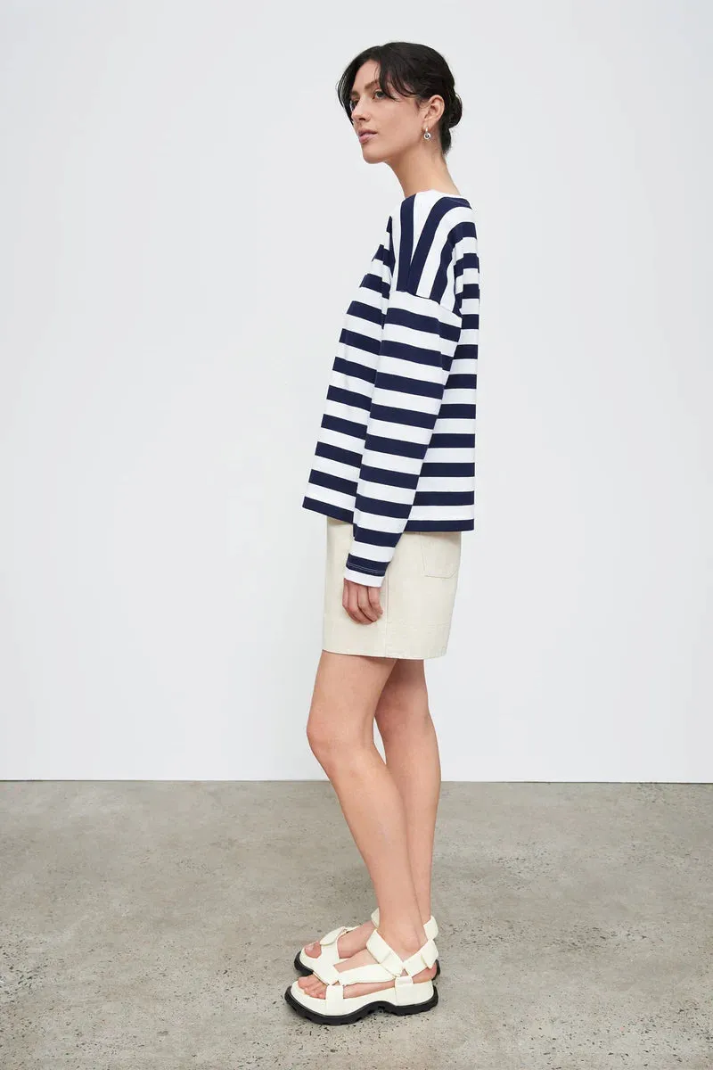 Kowtow Breton Sweater - Navy White Stripe