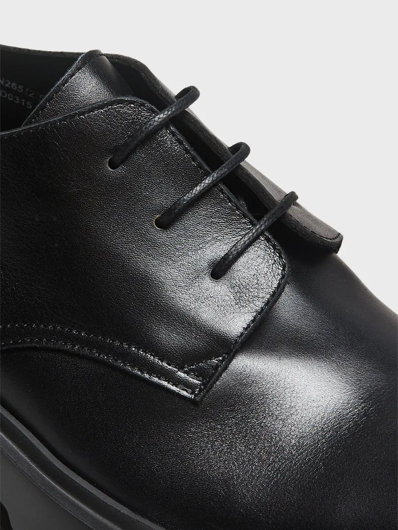 Leather Lace-Up Shoes in Black