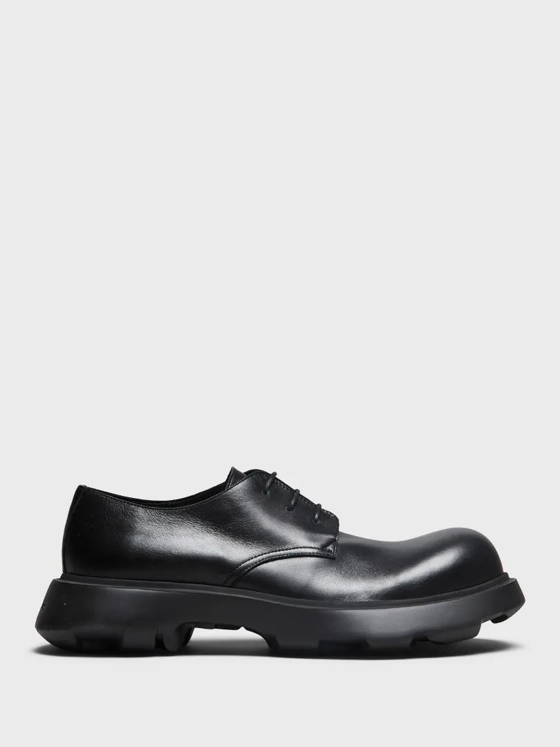 Leather Lace-Up Shoes in Black