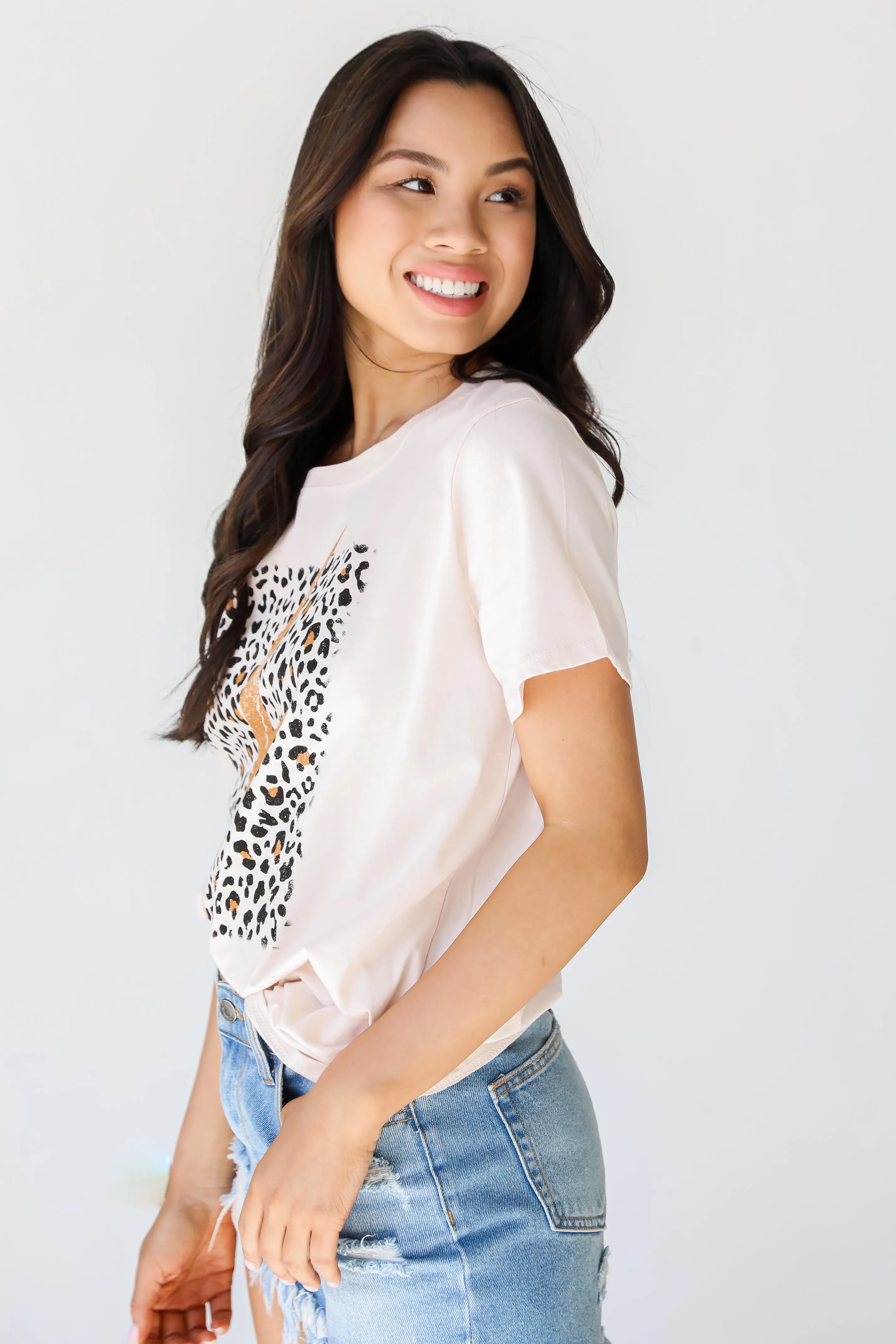 Leopard Lightning Bolt Oversized Graphic Tee