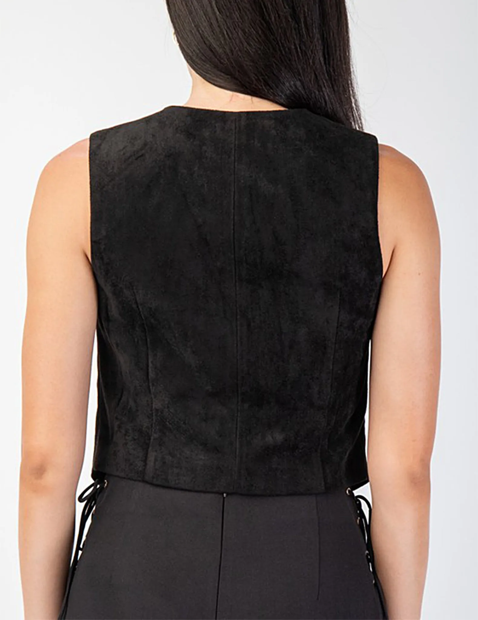 Lexi Black Faux Suede Vest