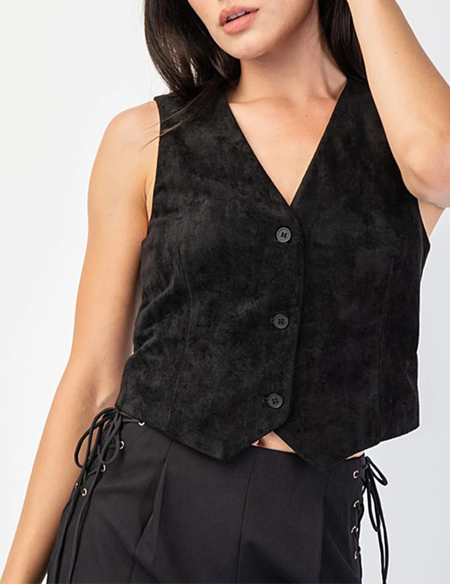 Lexi Black Faux Suede Vest