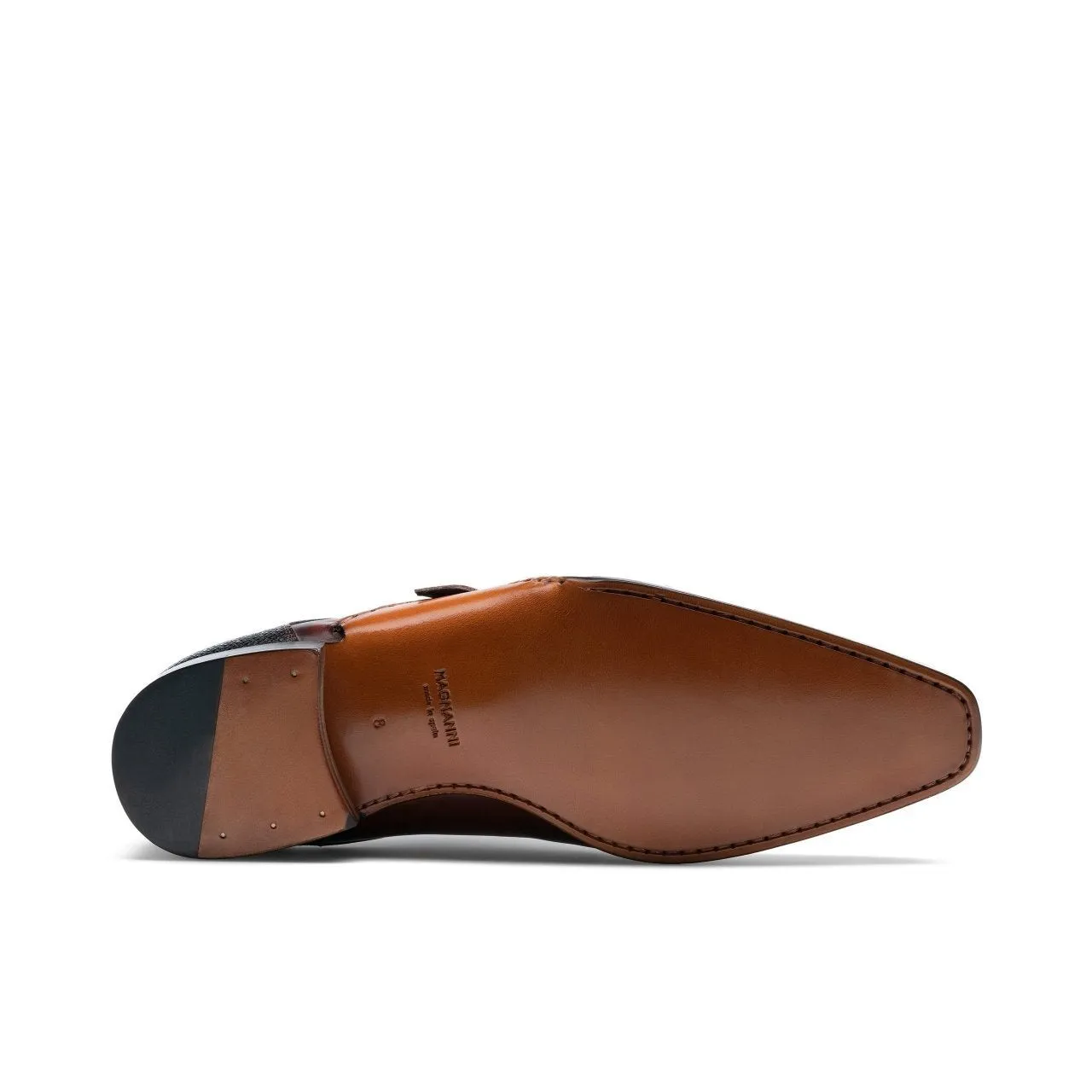 Magnanni 19616 Ondara II Men's Shoes Two-Tone Brown Lizard Print / Calf-Skin Leather Monk-Straps Loafers (MAGS1000)