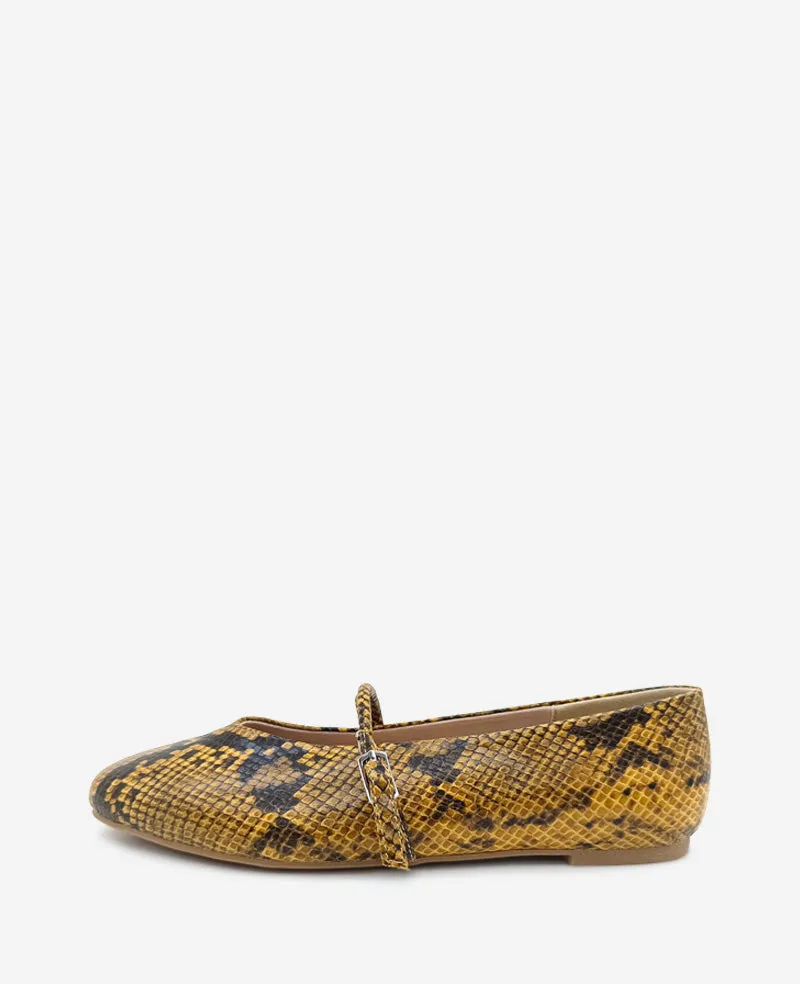 Magnolia Snakeskin Leather Ballet Flat