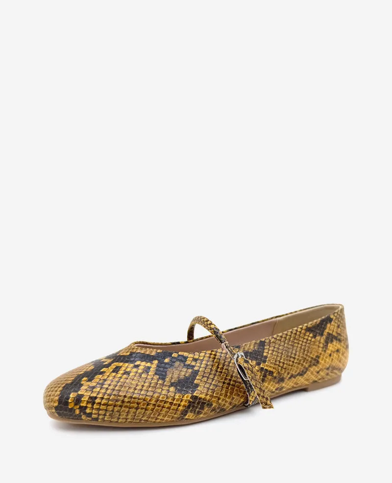 Magnolia Snakeskin Leather Ballet Flat