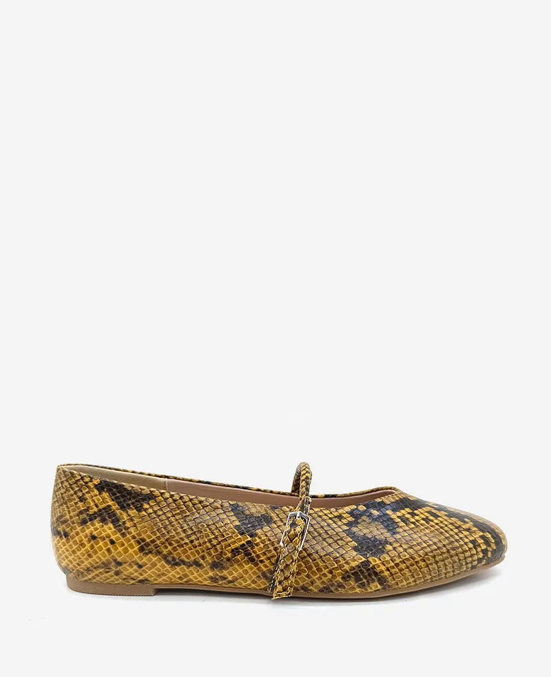 Magnolia Snakeskin Leather Ballet Flat