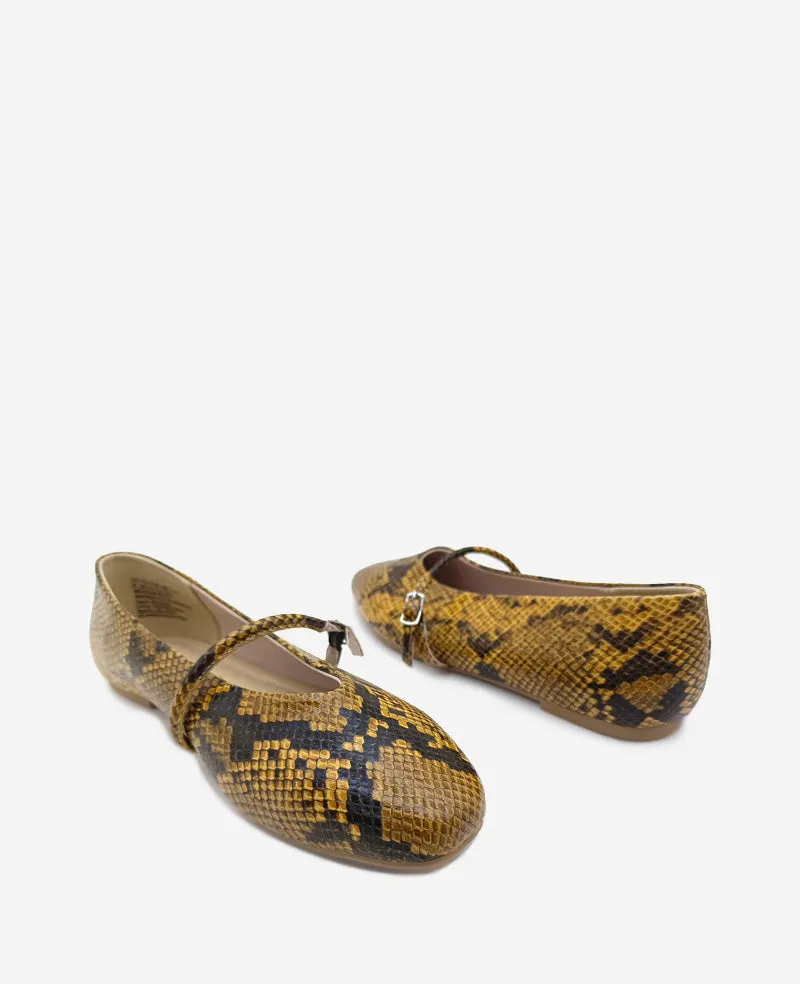 Magnolia Snakeskin Leather Ballet Flat