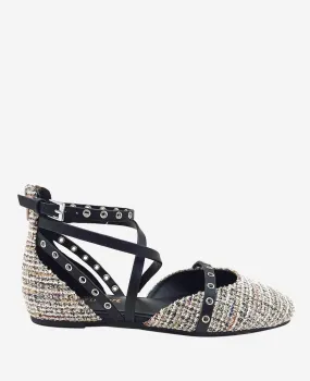 Mason Tweed Strappy Stud Flat