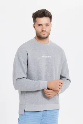 Men Grey Logo Print Sweatshirt