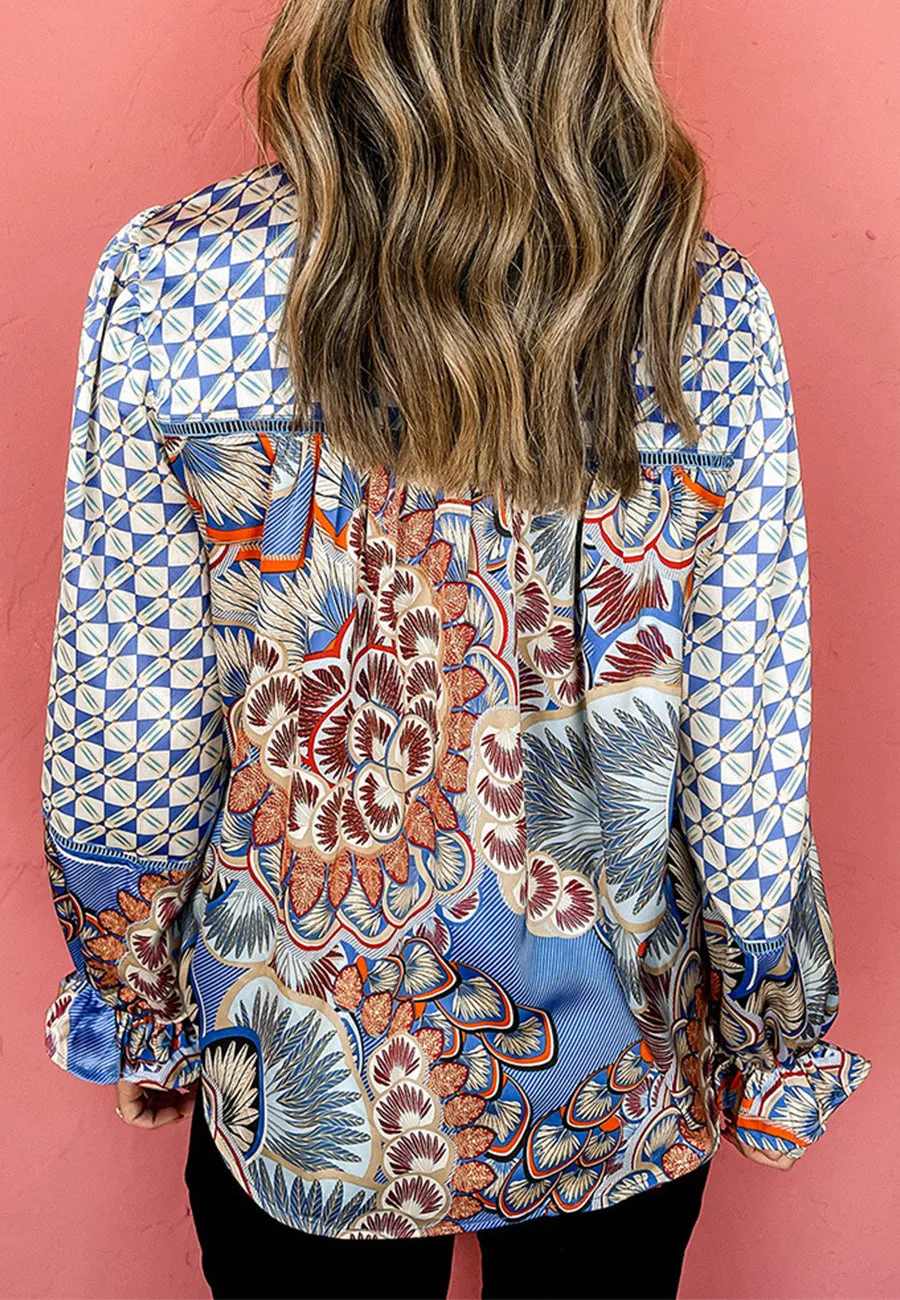 Mixed Geometric Print Blouse