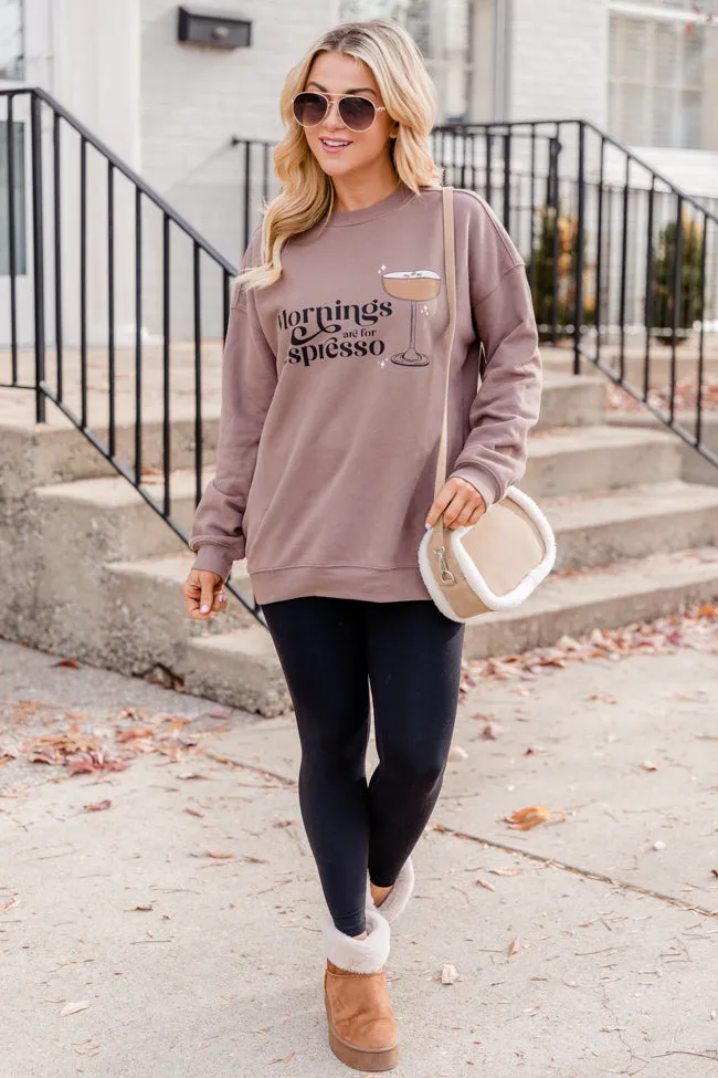 Mornings Are For Espresso Mocha Oversized Graphic Sweatshirt