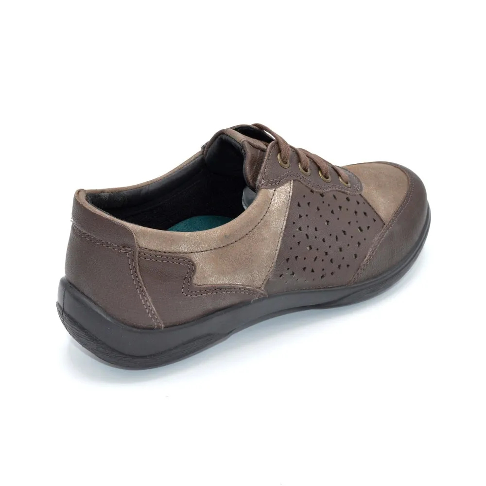 Padders Harp - Ladies Wider Fit Lace Up - 2V (2E-3E) Fitting - Brown