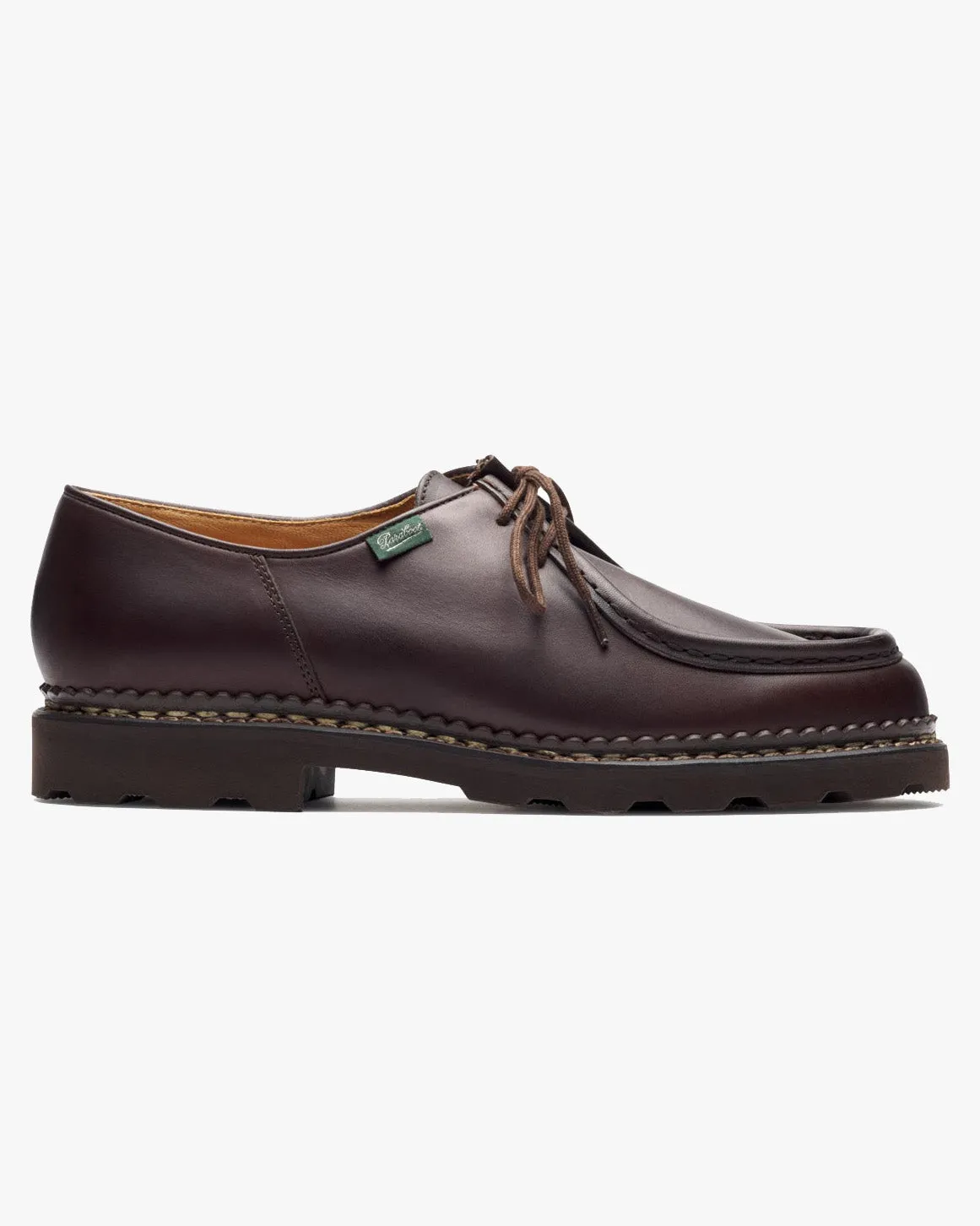 Paraboot Michael Piped Seam Derby Shoe - Lisse Cafe / Marche Marron