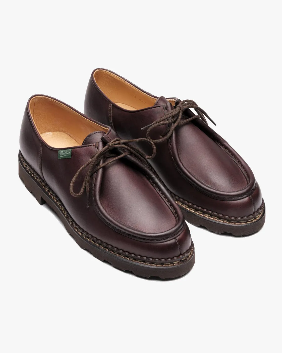 Paraboot Michael Piped Seam Derby Shoe - Lisse Cafe / Marche Marron