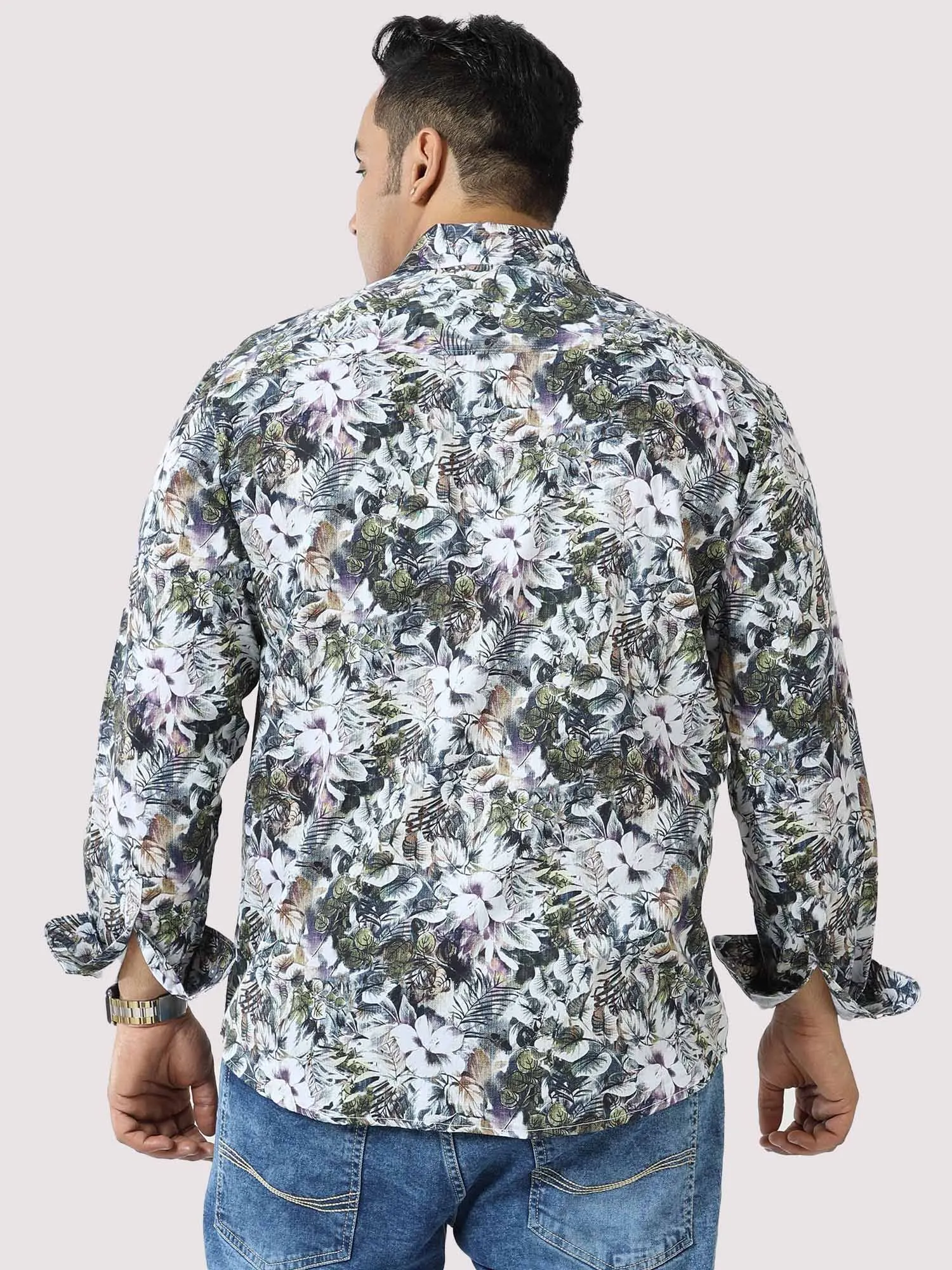 Pastel Floral Digital Printed Full Sleeve Men's Plus Size