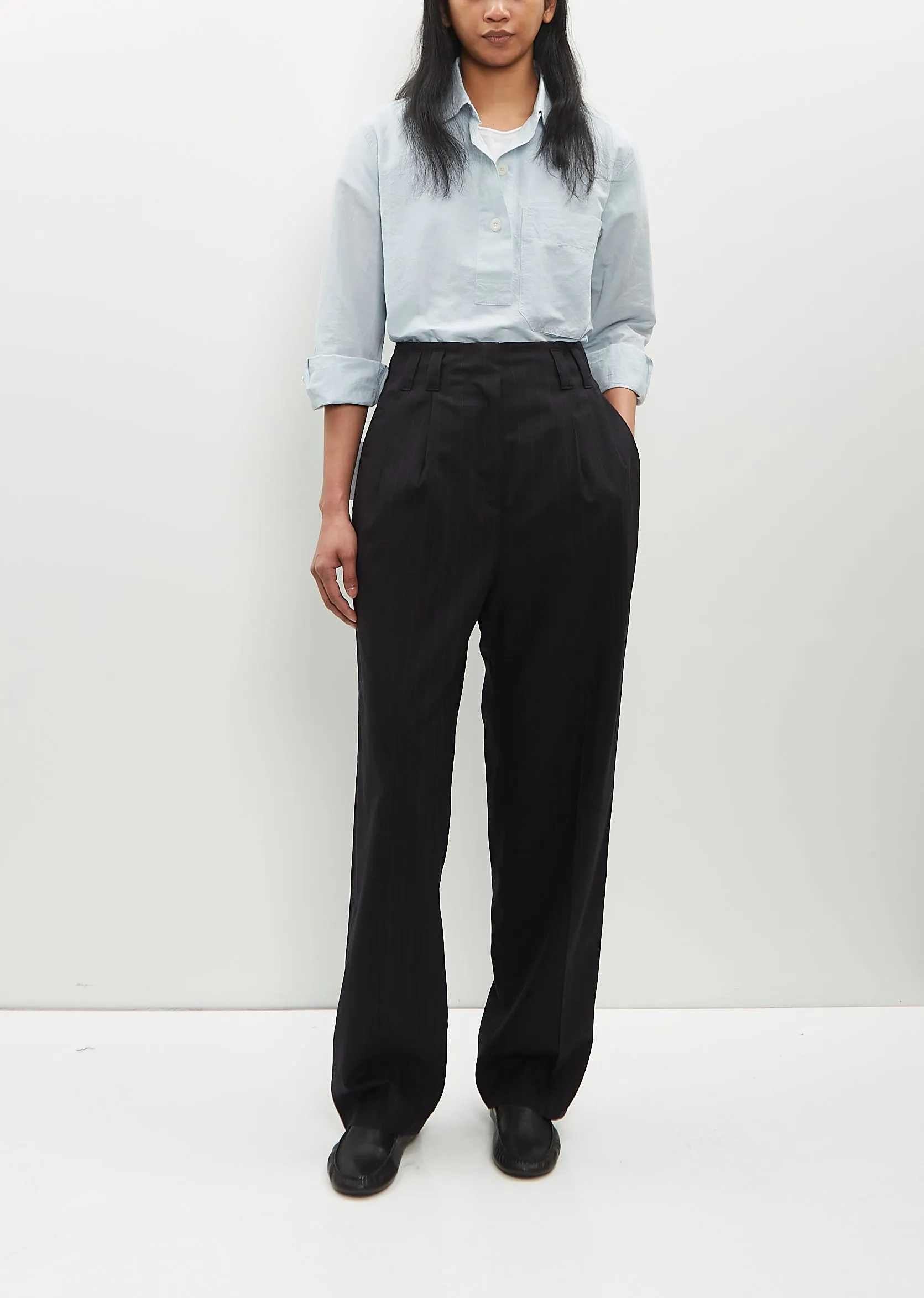 Pinstripe Wool Twin Pleat Trouser