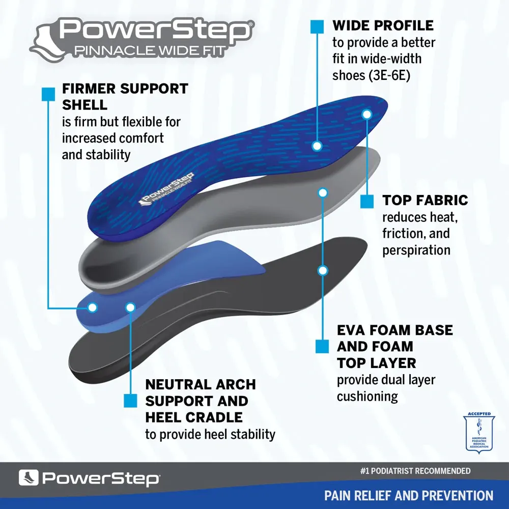 PowerStep Pinnacle Wide Fit Insoles