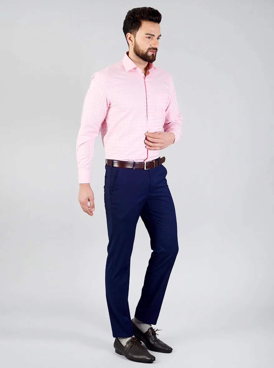 Rose Pink Checked Regular Fit Formal Shirt | JadeBlue