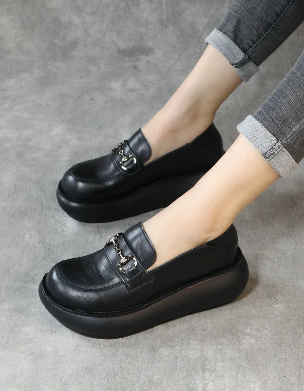 Rounded Head Comfortable Sole Platform Loafers