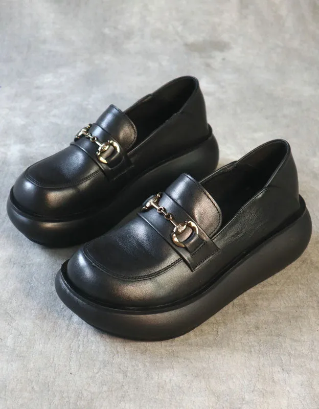 Rounded Head Comfortable Sole Platform Loafers