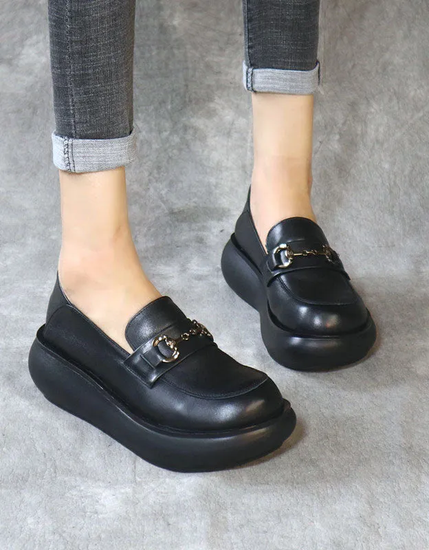 Rounded Head Comfortable Sole Platform Loafers