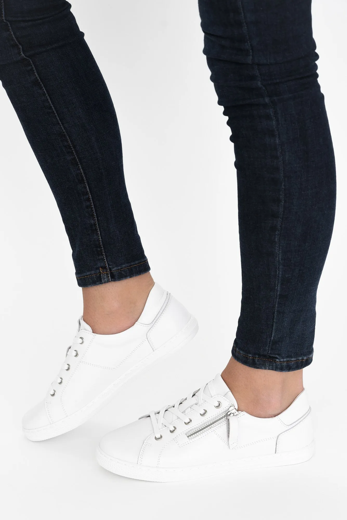 Salute White Leather Sneaker