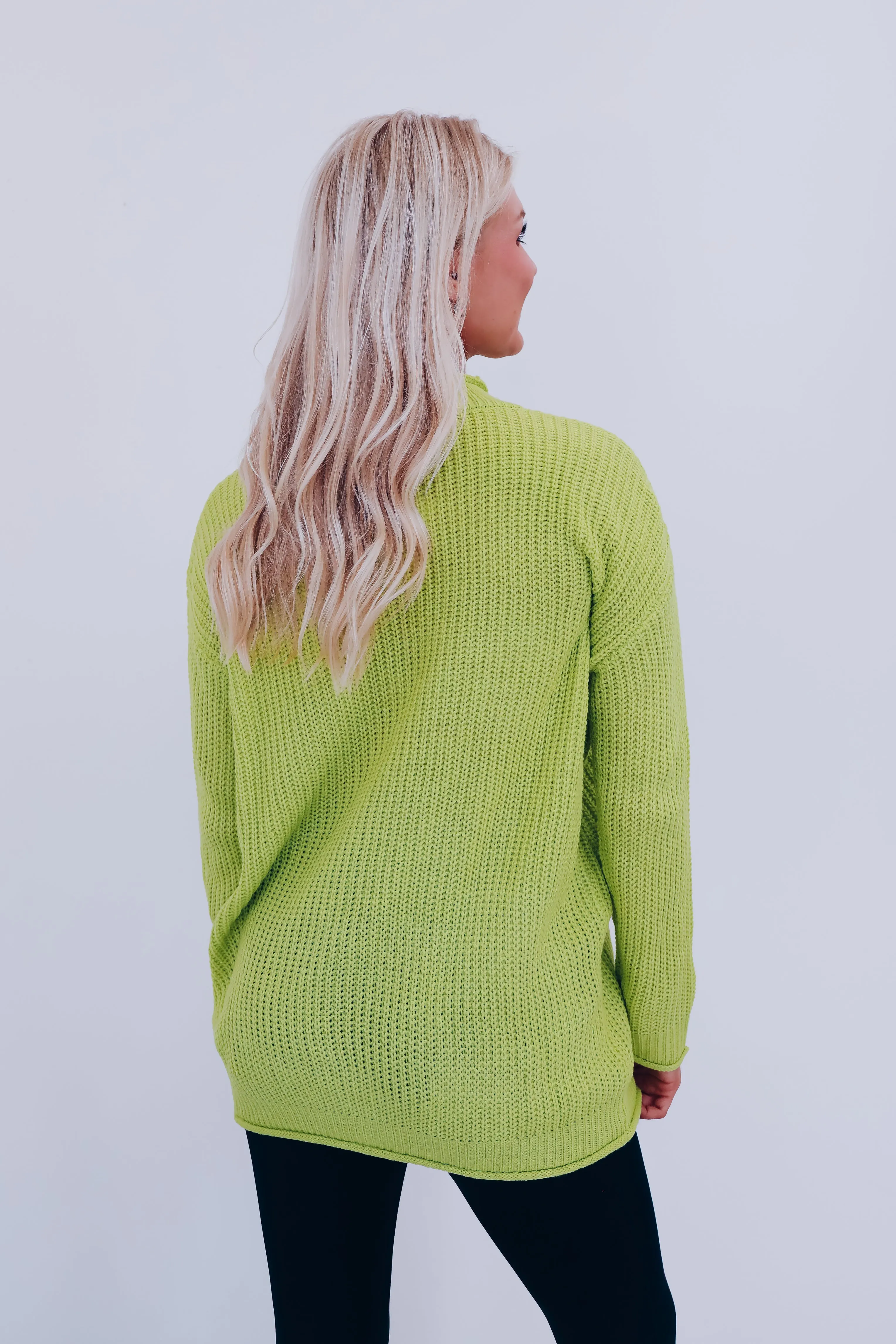 Saratoga Solid Knit Oversized Sweater - Apple Green