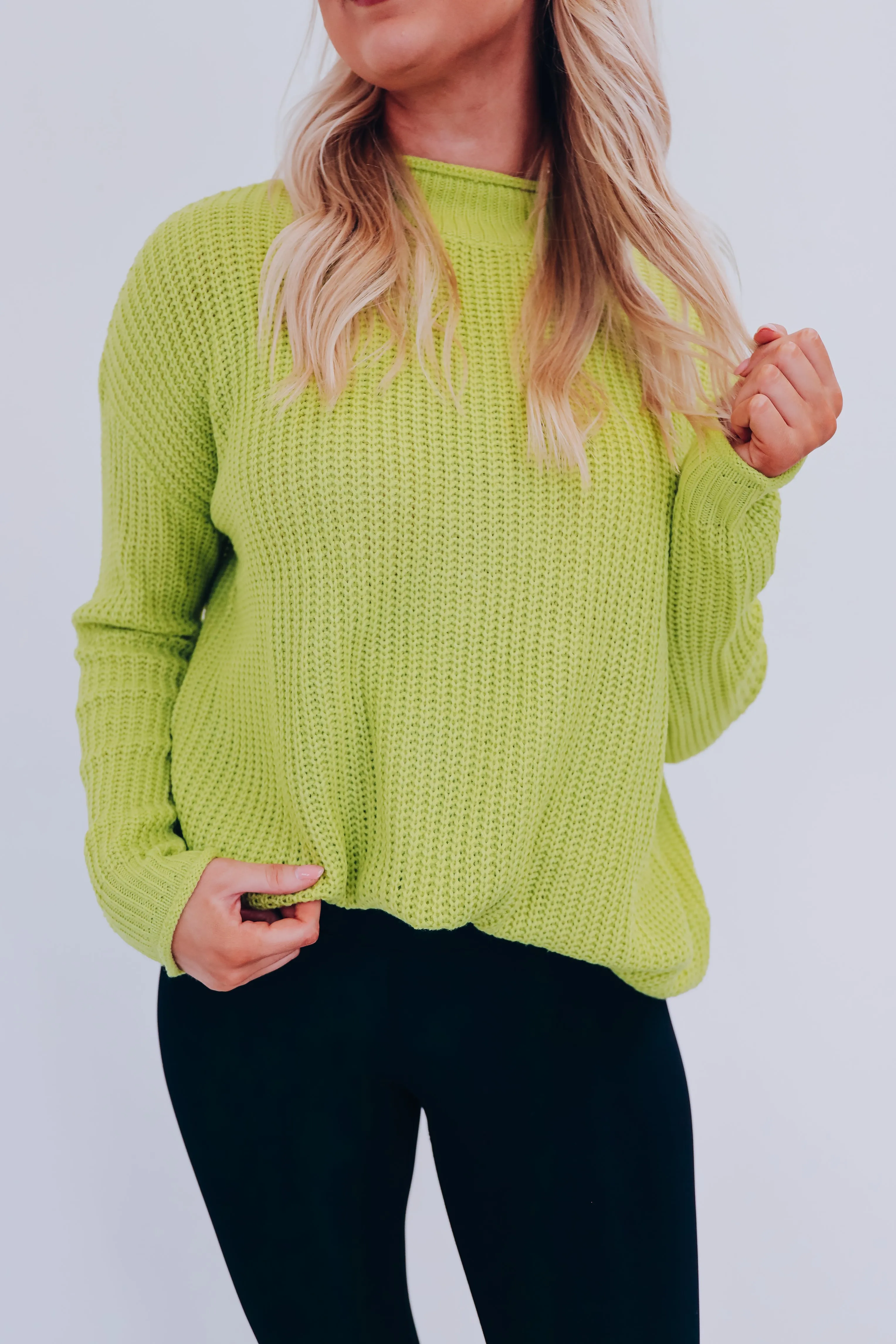 Saratoga Solid Knit Oversized Sweater - Apple Green