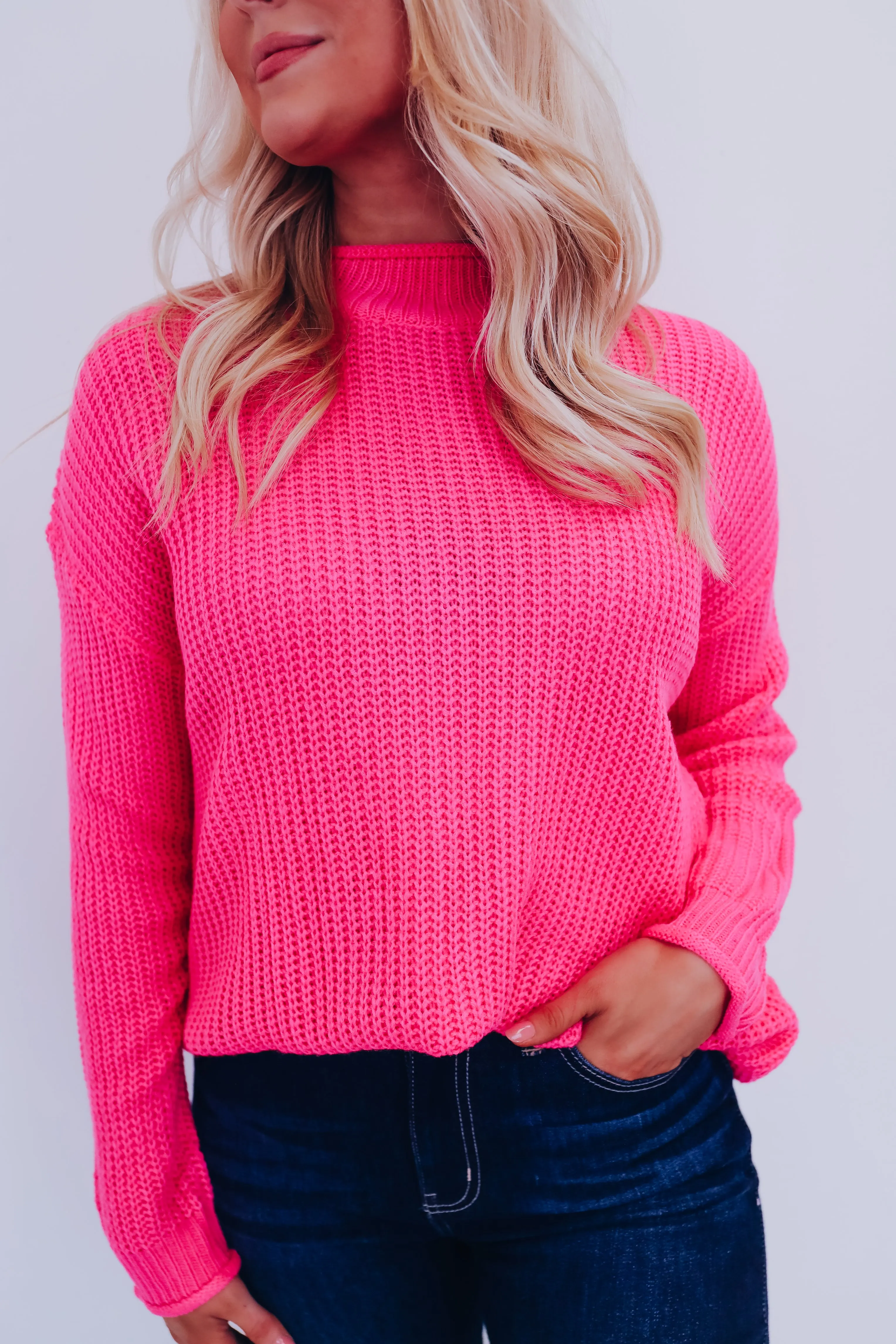 Saratoga Solid Knit Tunic Sweater - Pink