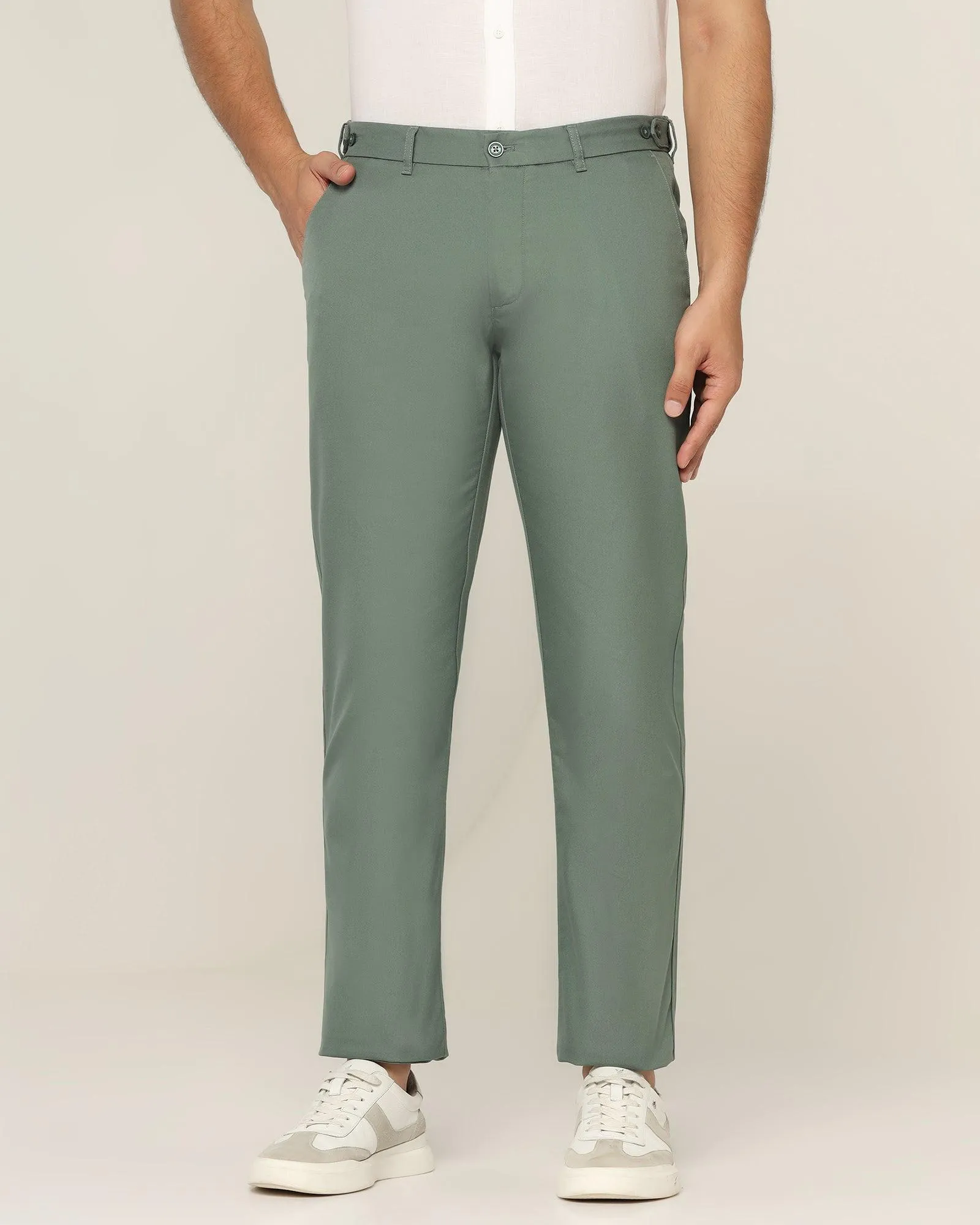 Slim Comfort B-95 Casual Moss Green Textured Khakis - Jeny